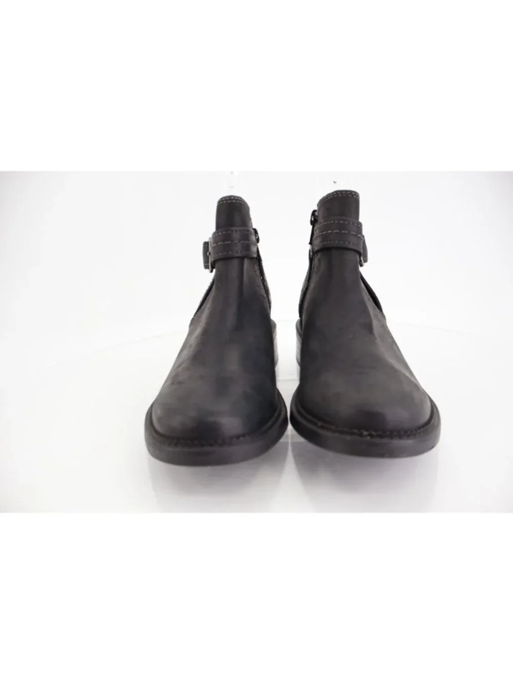 Clarks Womens Maye Strap Boot Size 5 M Black Leather Bootie Chunky Low Heel